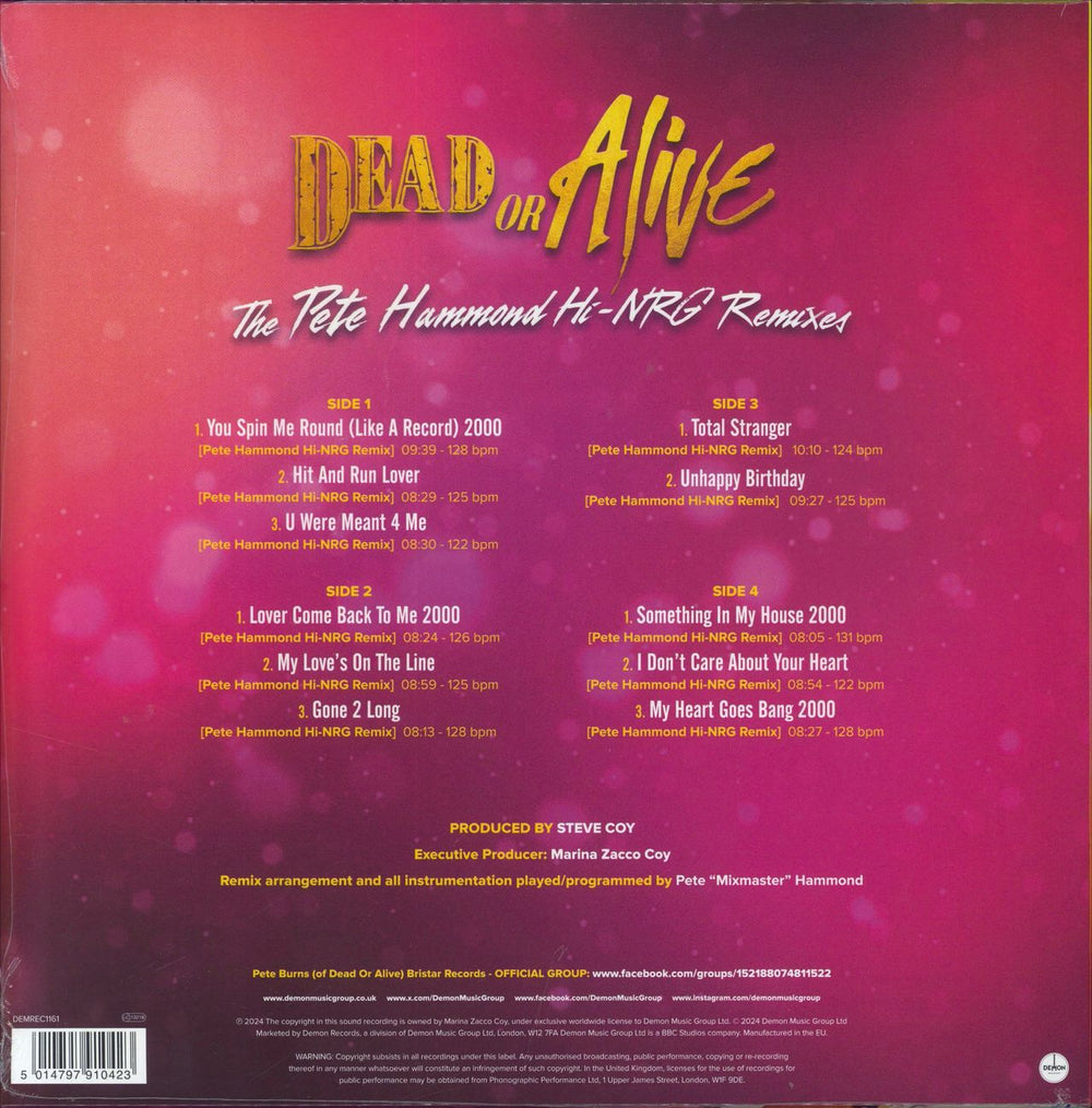 Dead Or Alive The Pete Hammond Hi-NRG Remixes - Blue & Yellow Vinyl - Sealed UK 2-LP vinyl record set (Double LP Album) 5014797910423