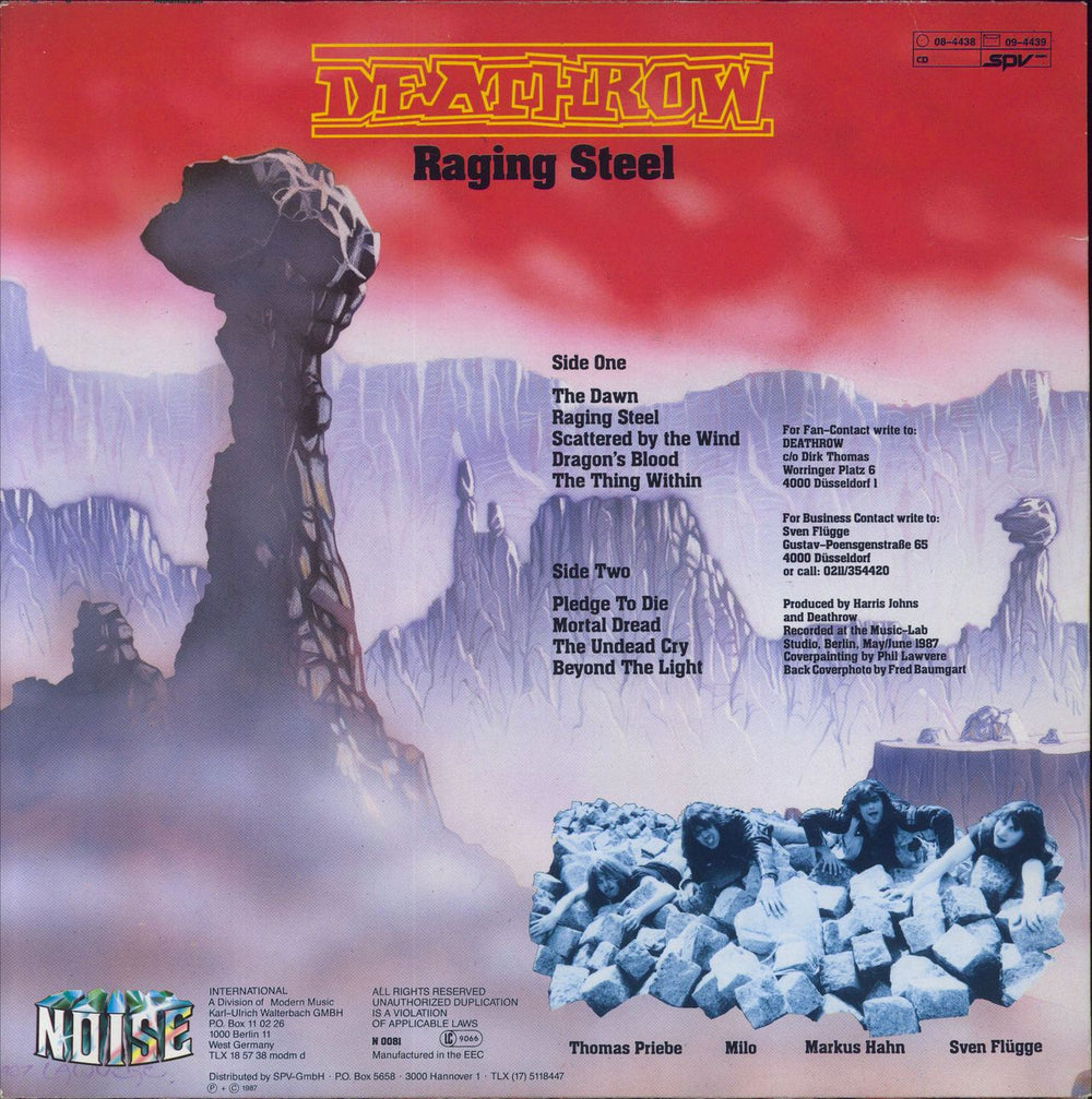 Deathrow Raging Steel German vinyl LP album (LP record)