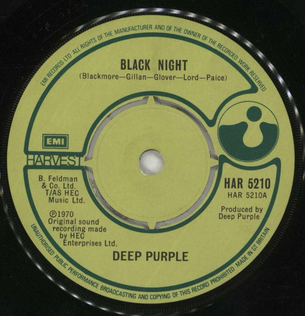 Deep Purple Black Night + picture sleeve UK 7" vinyl single (7 inch record / 45) DEE07BL00855