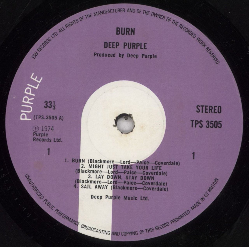 Deep Purple Burn - 2nd - VG UK vinyl LP album (LP record) DEELPBU840393