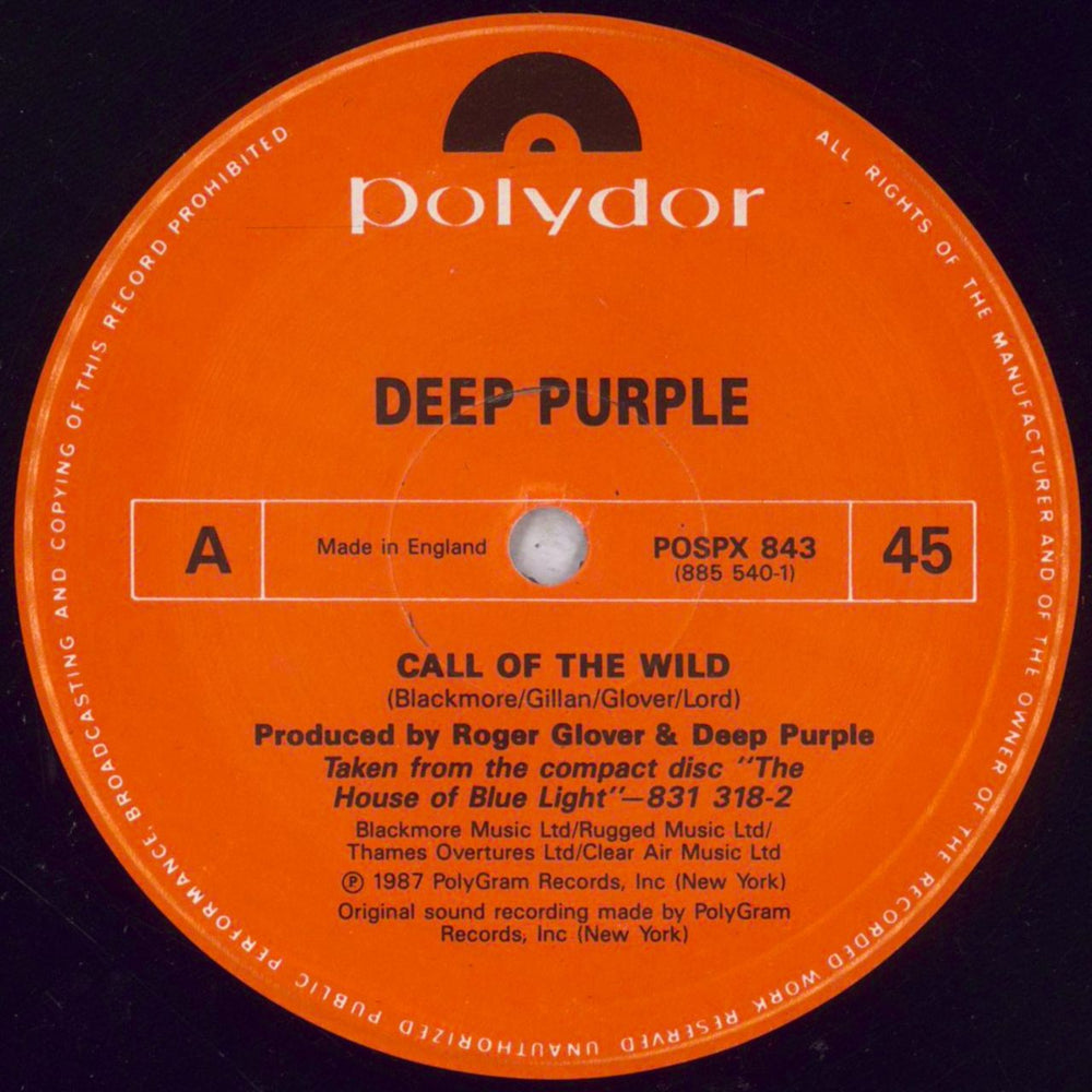 Deep Purple Call Of The Wild + Patch UK 12" vinyl single (12 inch record / Maxi-single) DEE12CA844092