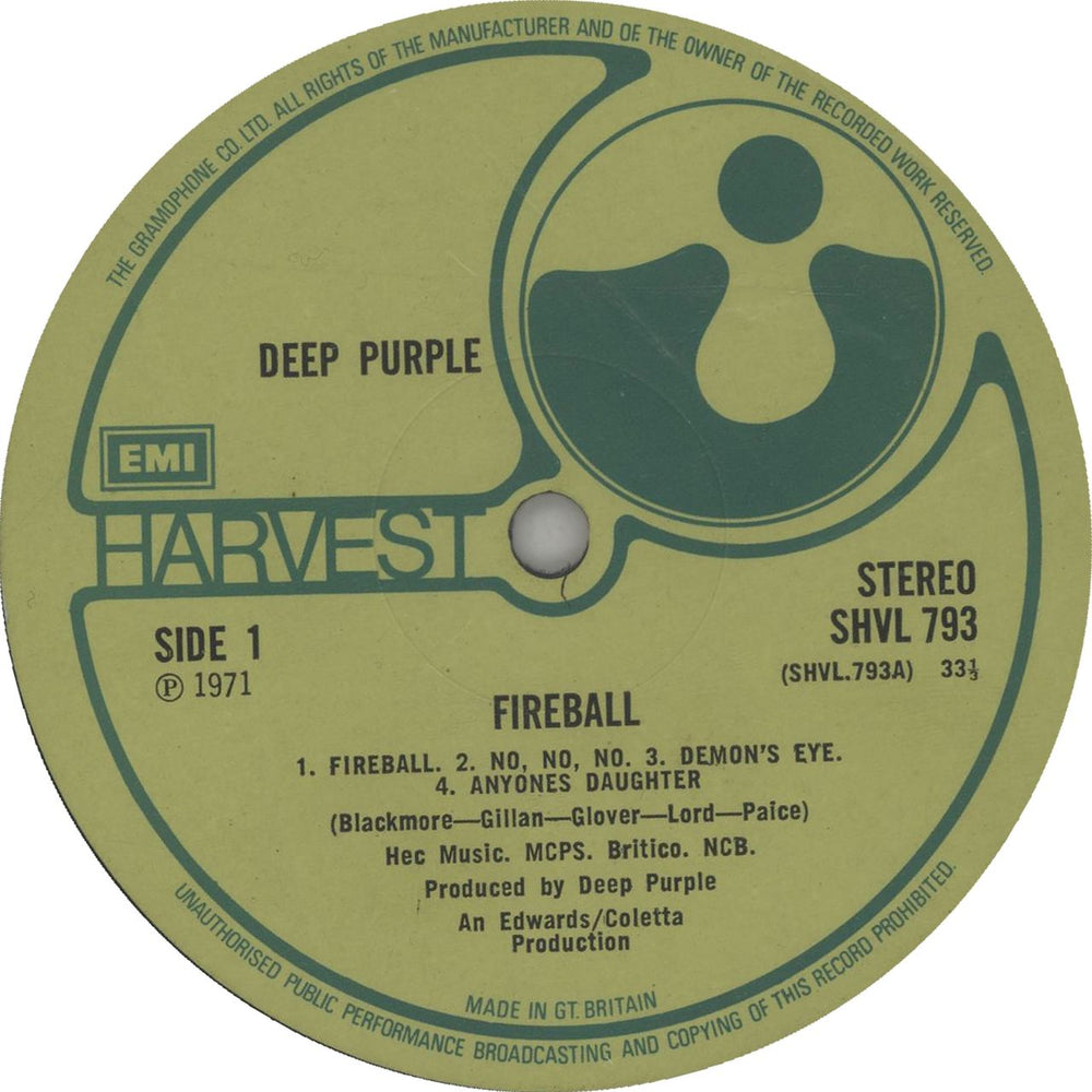 Deep Purple Fireball - 1st - EX UK vinyl LP album (LP record)