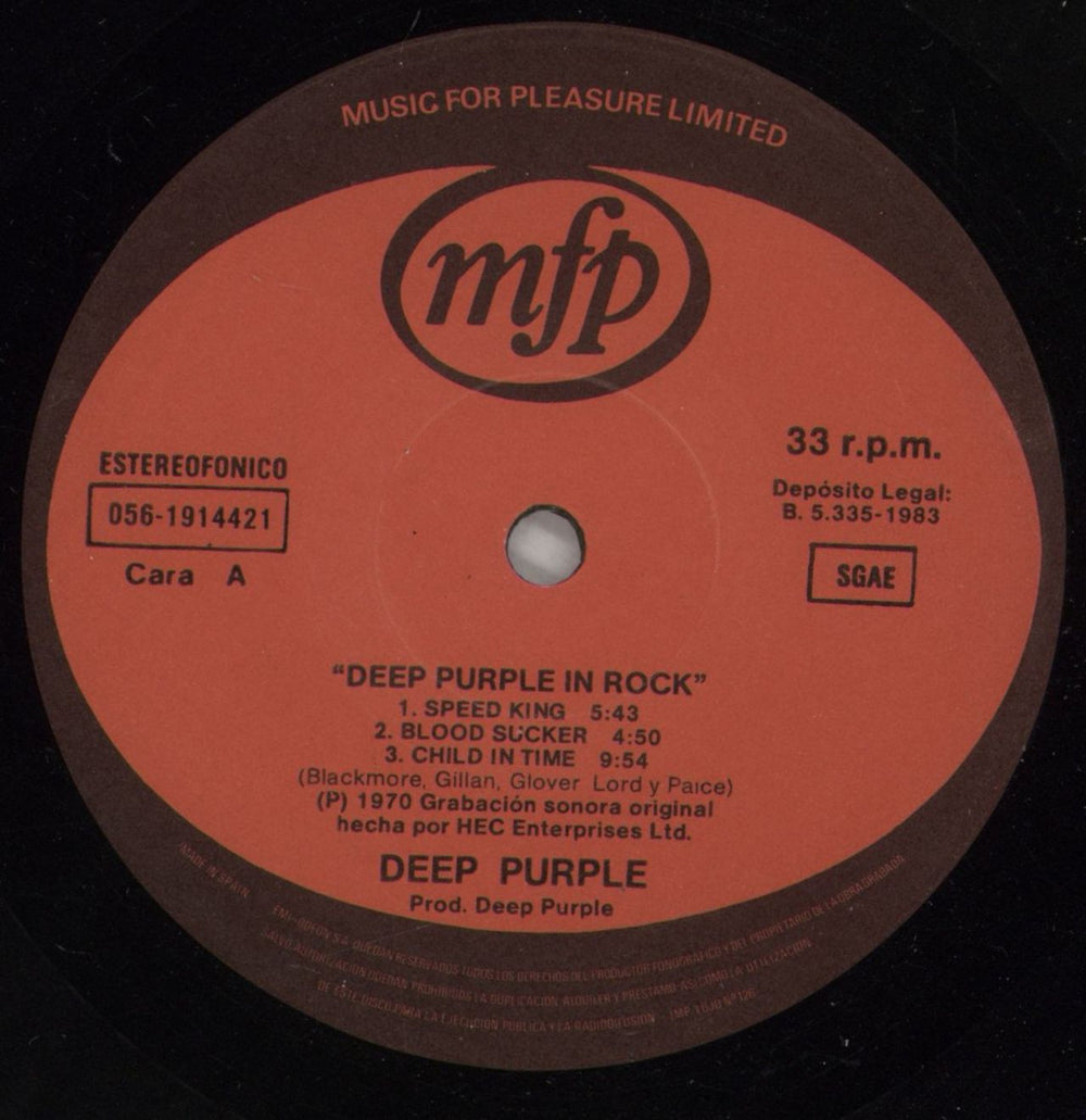 Deep Purple In Rock Spanish vinyl LP album (LP record) DEELPIN875225