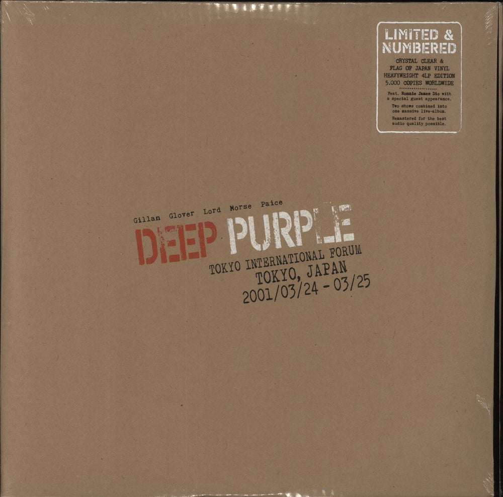 Deep Purple Live In Tokyo 2001 - 180gm Crystal Clear & Flag Of Japan Vinyl UK 4-LP vinyl album record set 0217314EMI