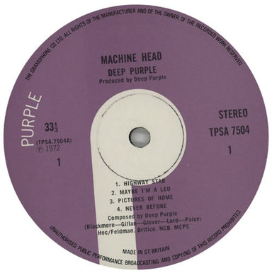 Deep Purple Machine Head - 1st + Insert - EX UK Vinyl LP