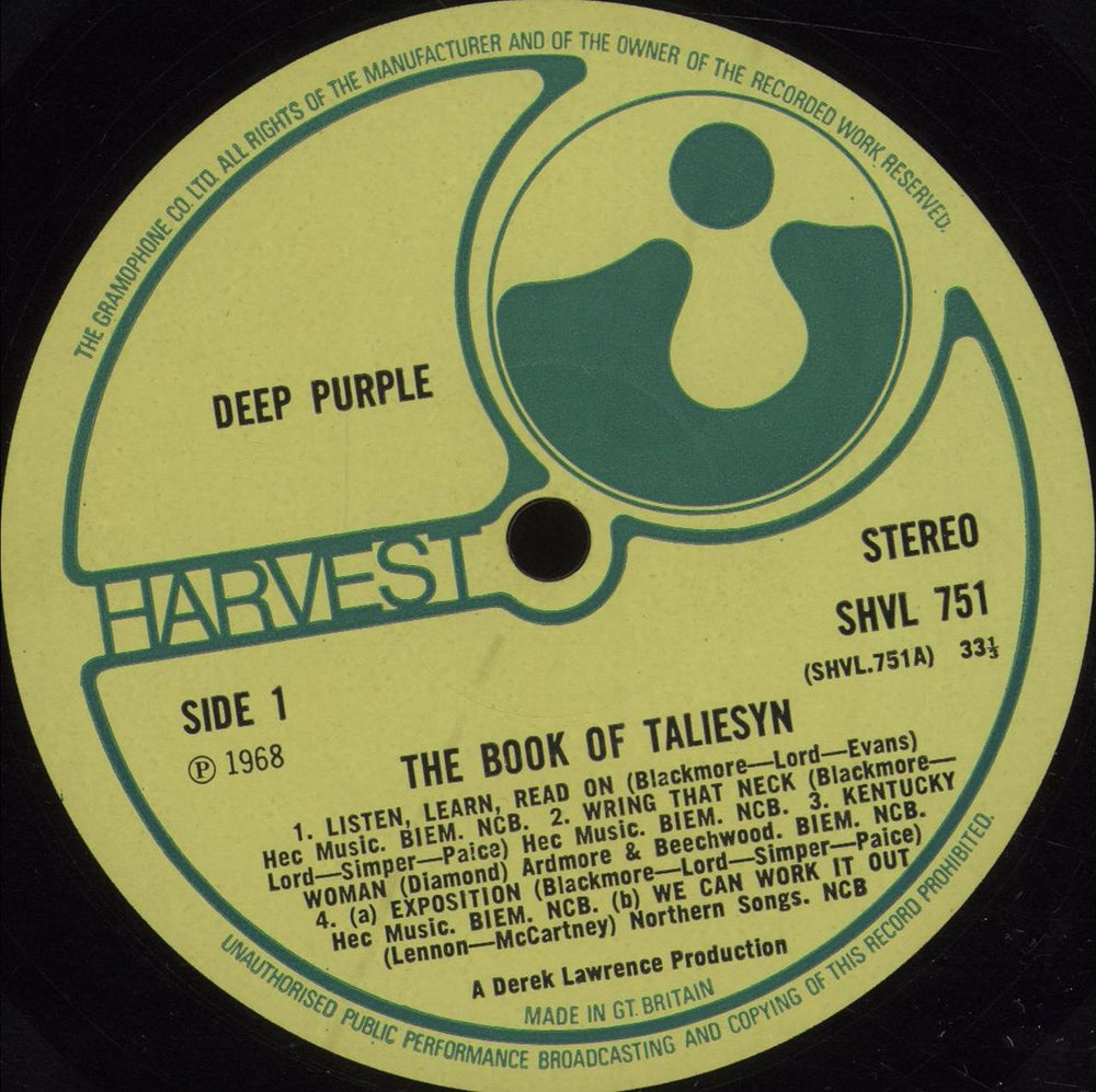 Deep Purple The Book Of Taliesyn - 4th - EX UK vinyl LP album (LP record) DEELPTH697791