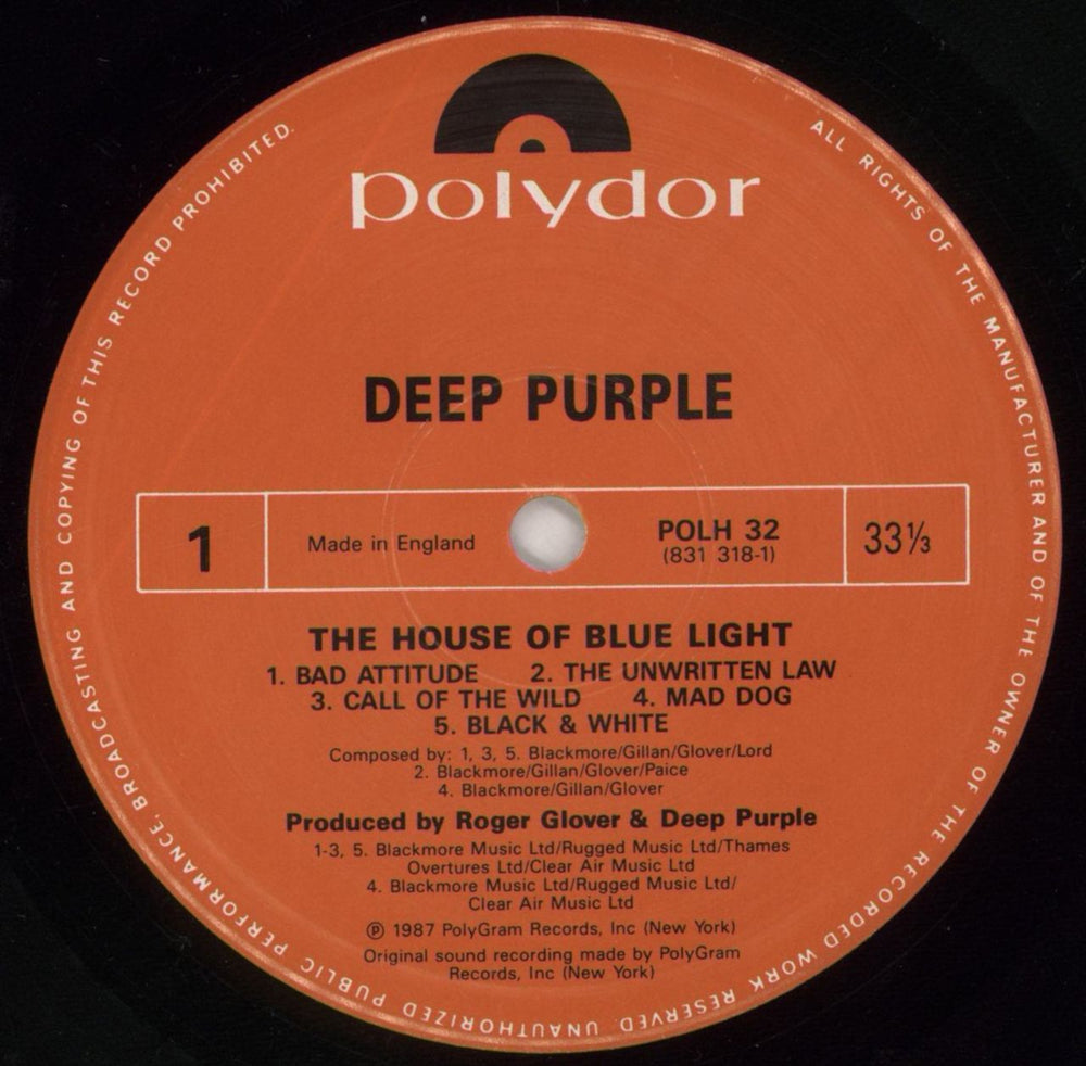 Deep Purple The House Of Blue Light UK vinyl LP album (LP record) DEELPTH579079