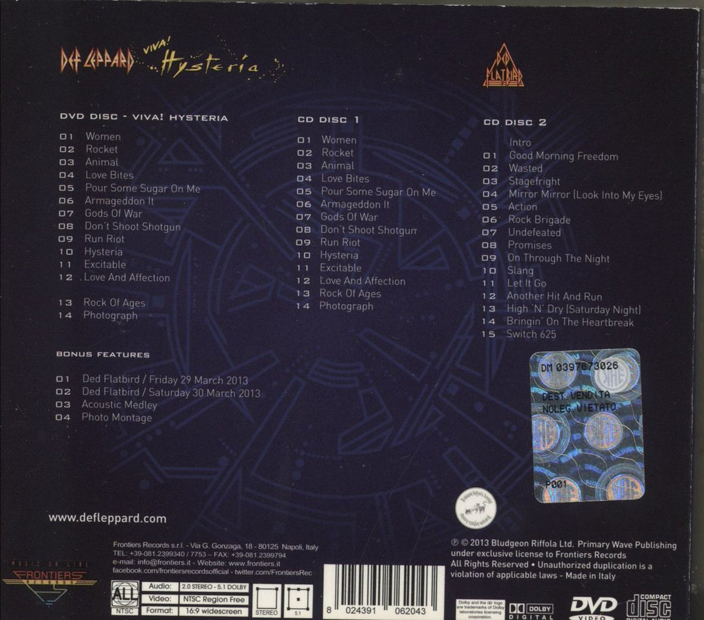 Def Leppard Viva! Hysteria - Live at The Joint, Las Vegas UK 3-disc CD/DVD Set 8024391062043