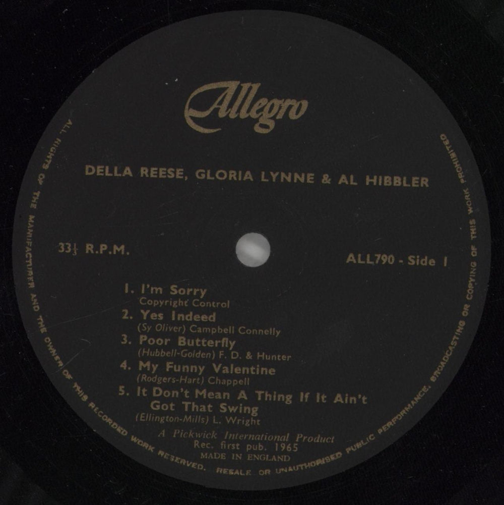 Della Reese Della Reese & Gloria Lynne & Al Hibbler UK vinyl LP album (LP record) DARLPDE764104