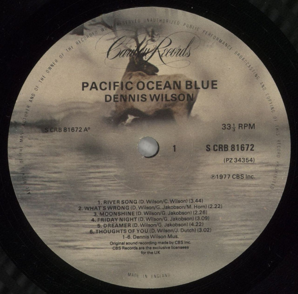 Dennis Wilson Pacific Ocean Blue - EX UK vinyl LP album (LP record) DWLLPPA698299