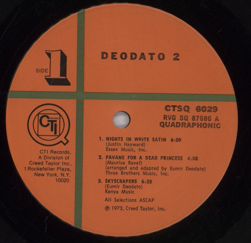 Deodato Deodato 2 - Quadraphonic US vinyl LP album (LP record) DTFLPDE837581