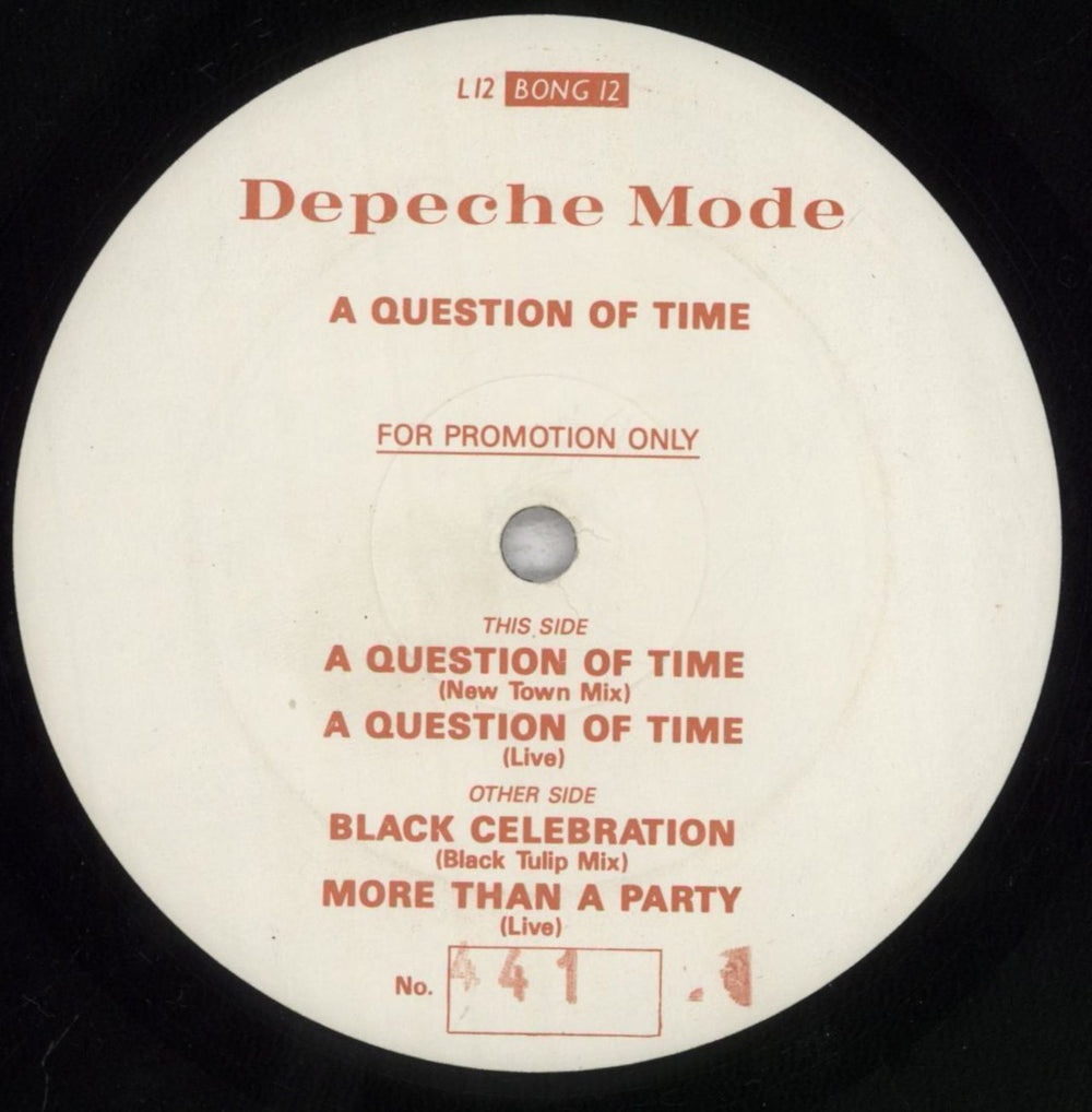 Depeche Mode A Question Of Time - Numbered Promo UK Promo 12" vinyl single (12 inch record / Maxi-single) L12BONG12