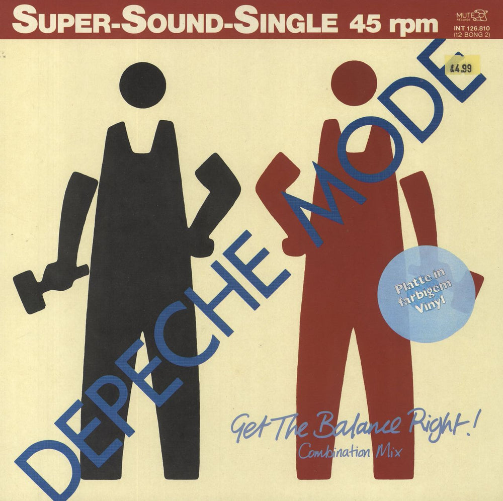 Depeche Mode Get The Balance Right - Red - Stickered German 12" vinyl single (12 inch record / Maxi-single) INT126.810