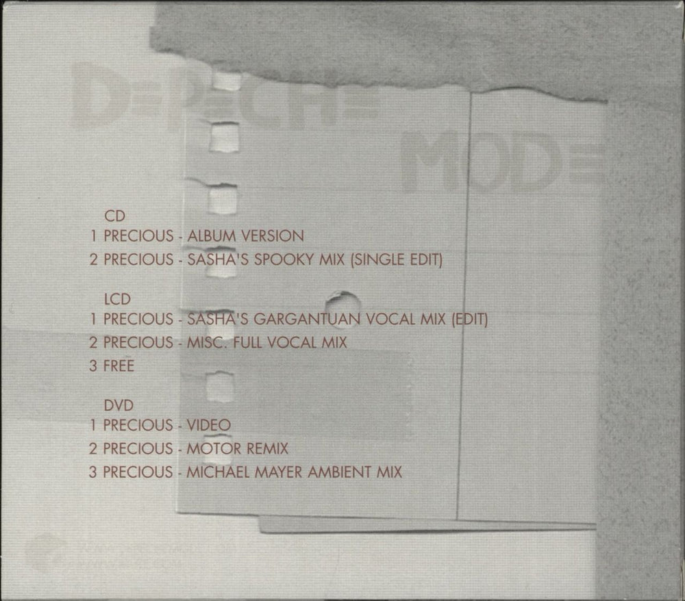 Depeche Mode Precious + Slipcase UK 3-disc CD/DVD Set
