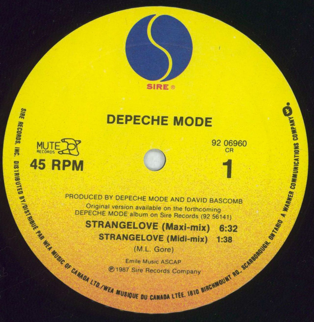 Depeche Mode Strangelove US 12" vinyl single (12 inch record / Maxi-single) DEP12ST315905