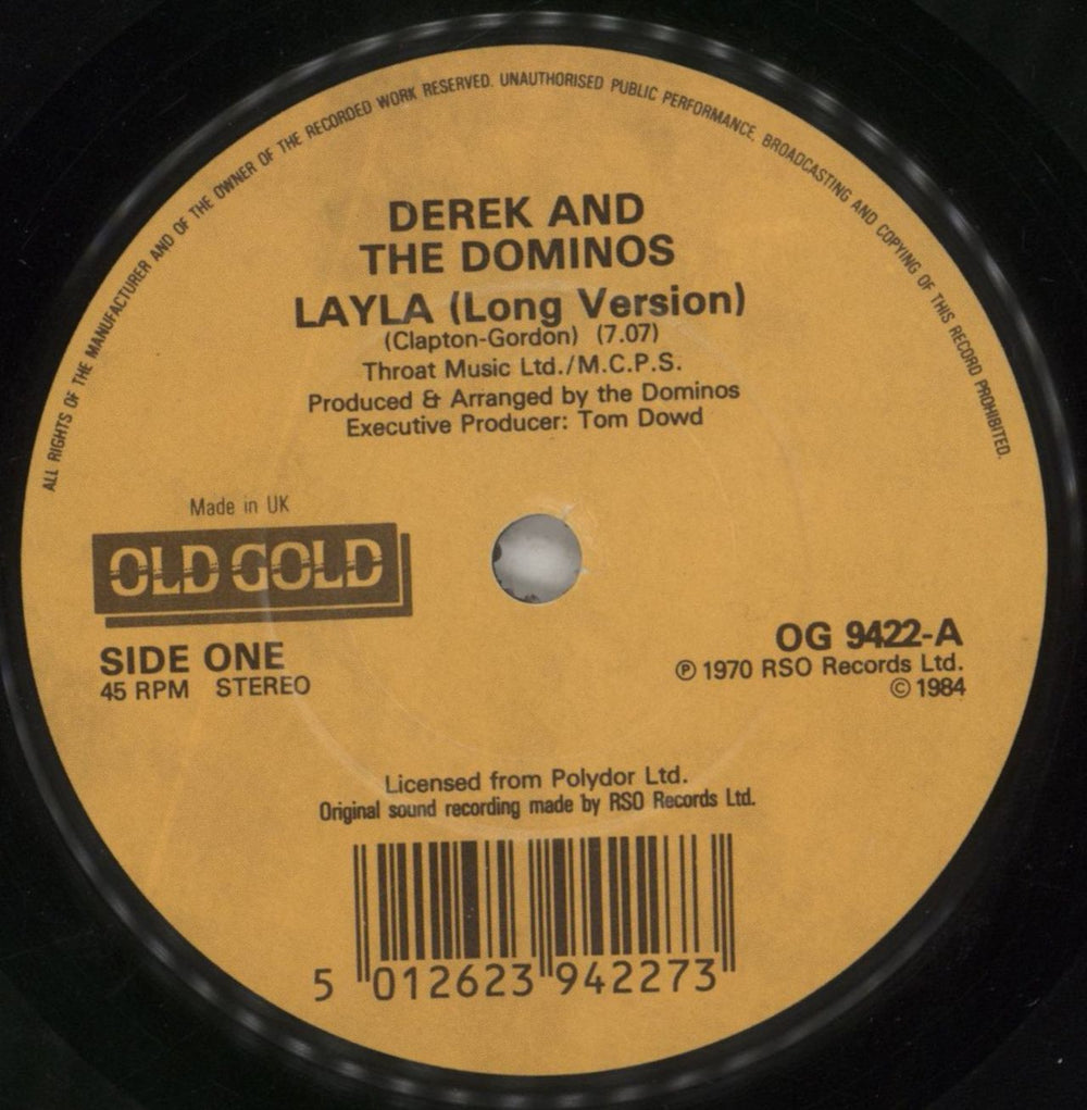 Derek And The Dominos Layla (Long Version) + p/s UK 7" vinyl single (7 inch record / 45) D&D07LA756591