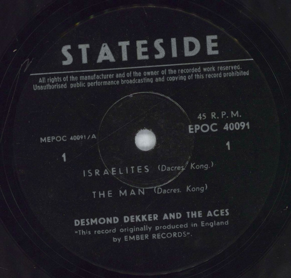 Desmond Dekker Israelites Israeli 7" vinyl single (7 inch record / 45) DDK07IS821464