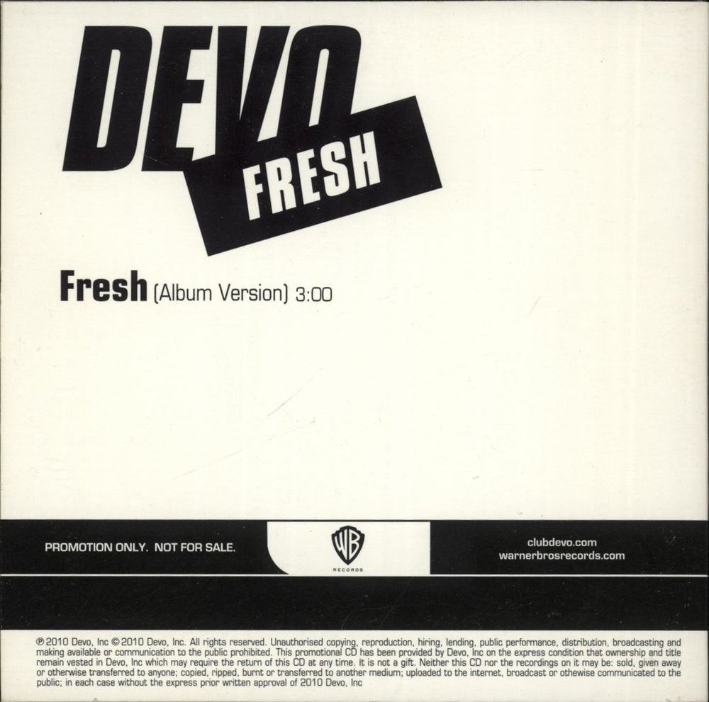 Devo Fresh US Promo CD single (CD5 / 5")
