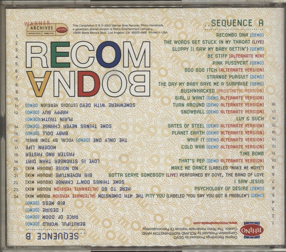 Devo Recombo DNA US 2 CD album set (Double CD) DVO2CRE870780