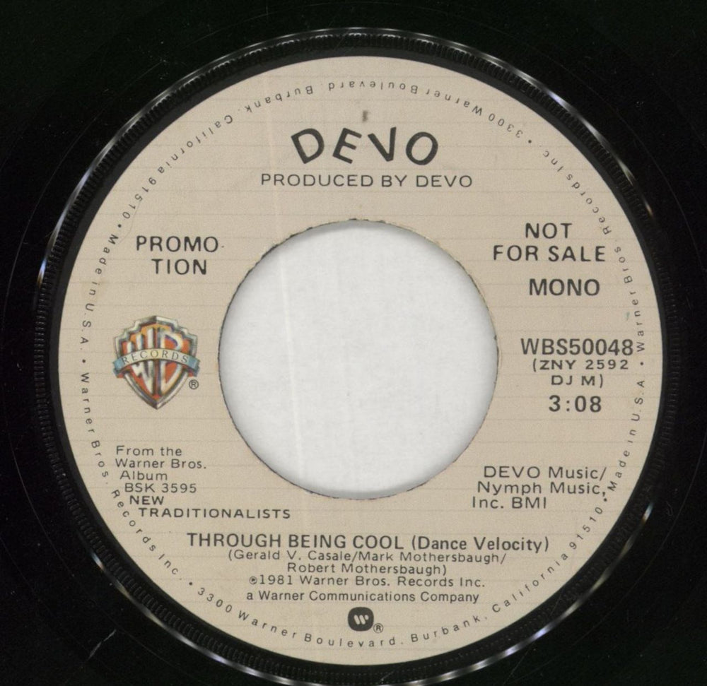 Devo Through Being Cool US Promo 7" vinyl single (7 inch record / 45) WBS50048