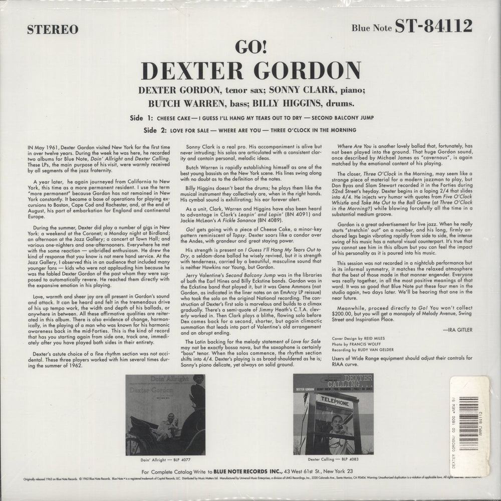 Dexter Gordon Go! - 180gm - Sealed UK vinyl LP album (LP record)