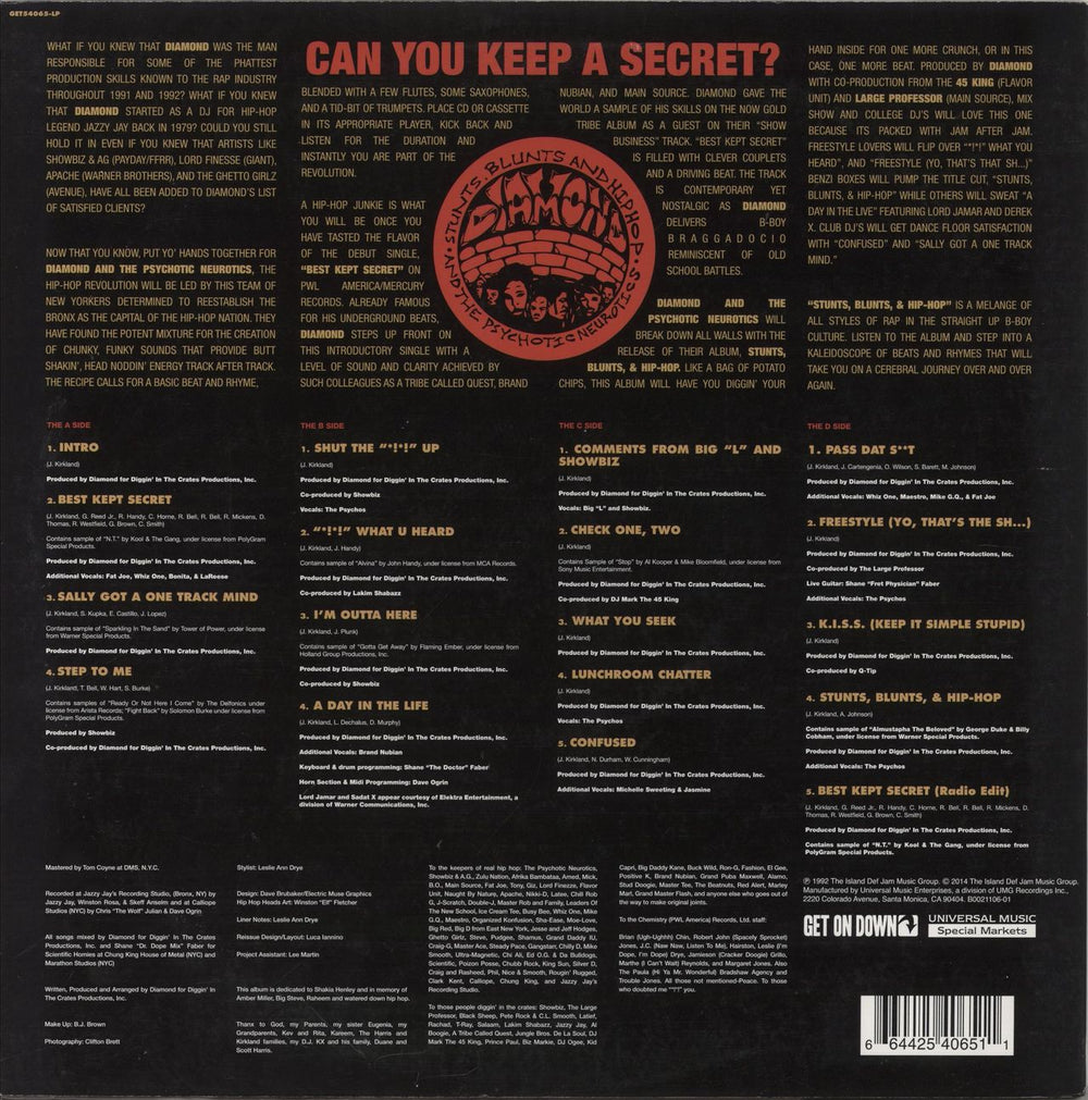 Diamond D Stunts, Blunts, & Hip Hop US 2-LP vinyl record set (Double LP Album) 664425406511