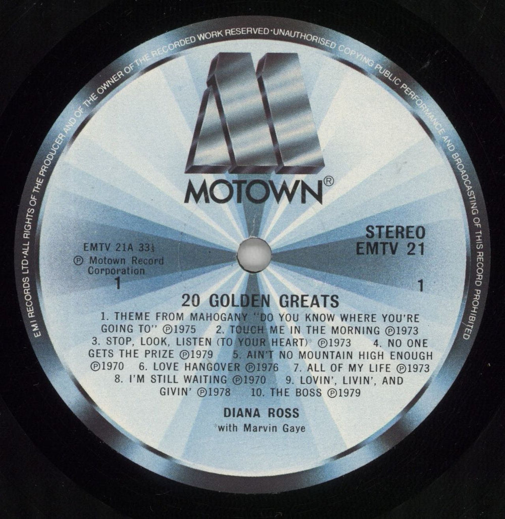 Diana Ross 20 Golden Greats UK vinyl LP album (LP record) DIALPGO743126