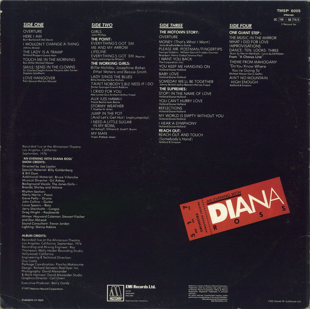 Diana Ross An Evening With Diana Ross - EX UK 2-LP vinyl record set (Double LP Album)