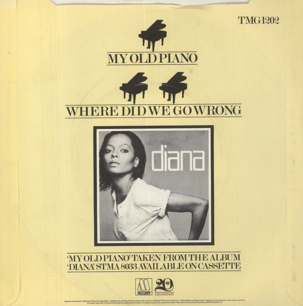 Diana Ross My Old Piano - P/S UK 7" vinyl single (7 inch record / 45)