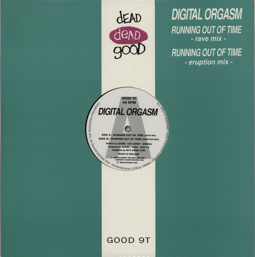 Digital Orgasm Running Out Of Time UK 12" vinyl single (12 inch record / Maxi-single) GOOD9T