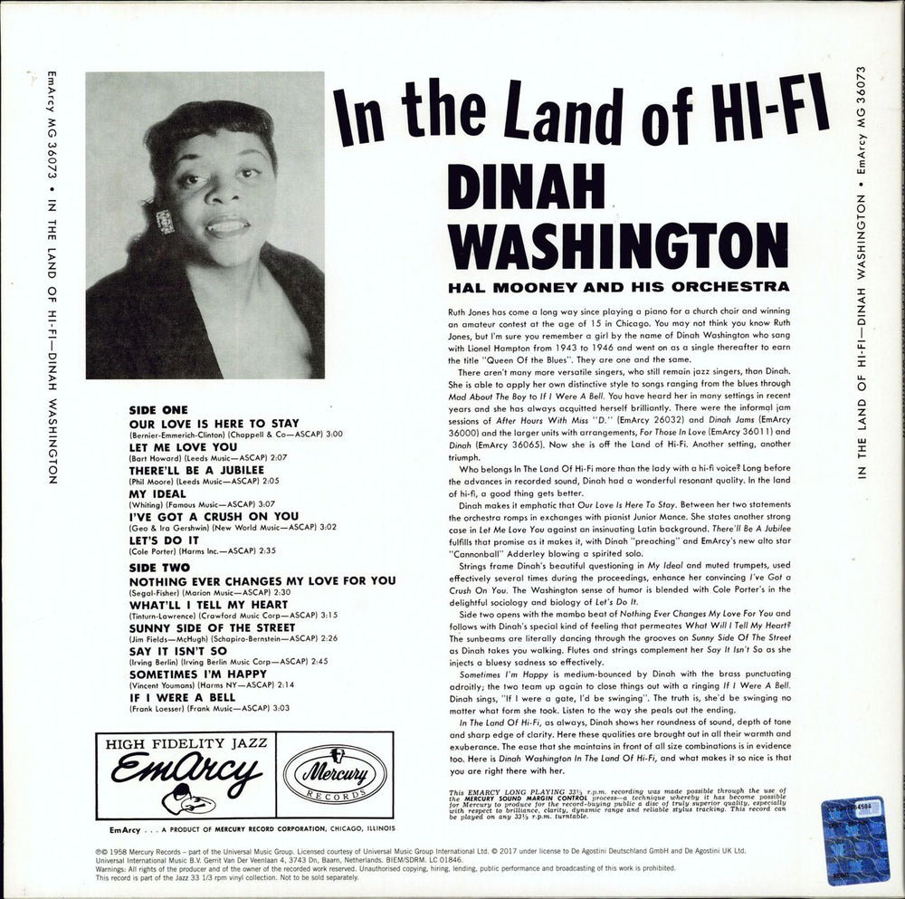 Dinah Washington In The Land Of Hi-Fi - 180gm Vinyl + Booklet UK vinyl LP album (LP record)