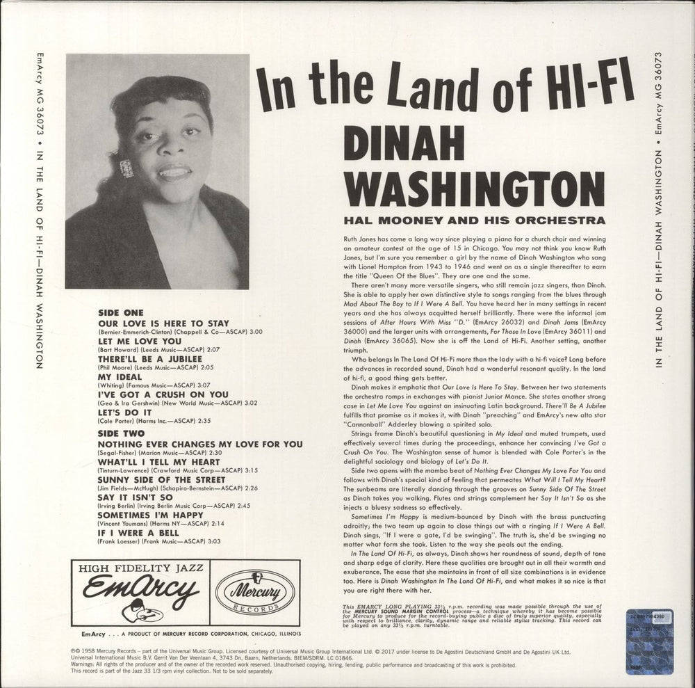 Dinah Washington In The Land Of Hi-Fi - 180gm Vinyl UK vinyl LP album (LP record) DNHLPIN841333