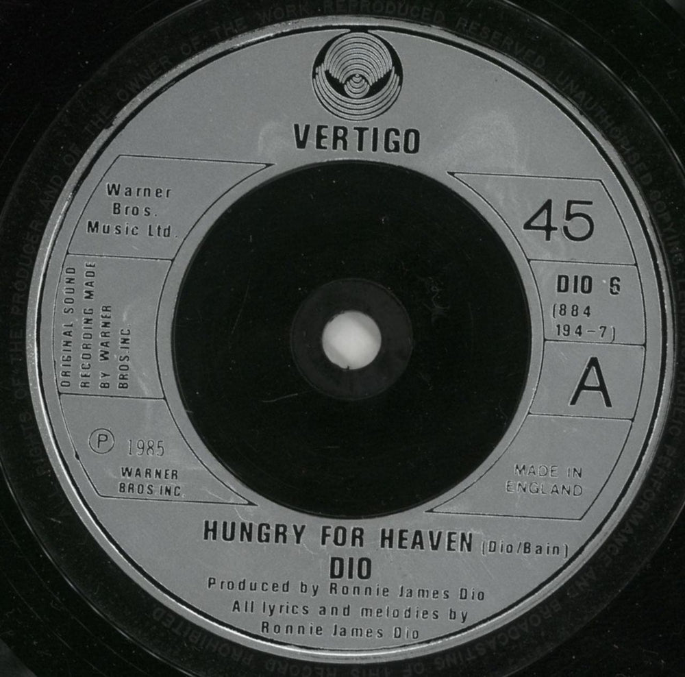 Dio Hungry For Heaven UK 7" vinyl single (7 inch record / 45) DIO07HU782815