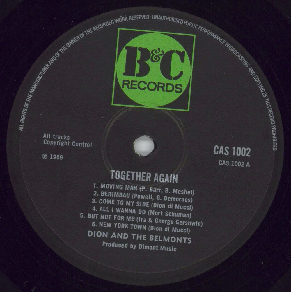 Dion Together Again UK vinyl LP album (LP record) DNILPTO849194