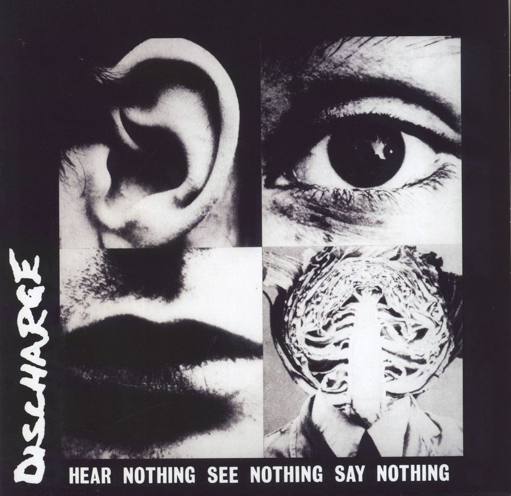 Discharge Hear Nothing See Nothing Say Nothing - Clear With Black Splatter Vinyl UK vinyl LP album (LP record) BOBV804LPLTD