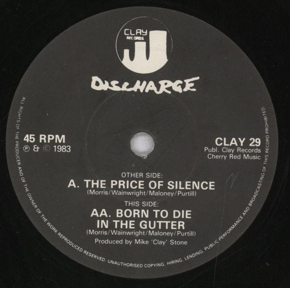 Discharge The Price Of Silence / Born To Die In The Gutter UK 7" vinyl single (7 inch record / 45) DCG07TH661863