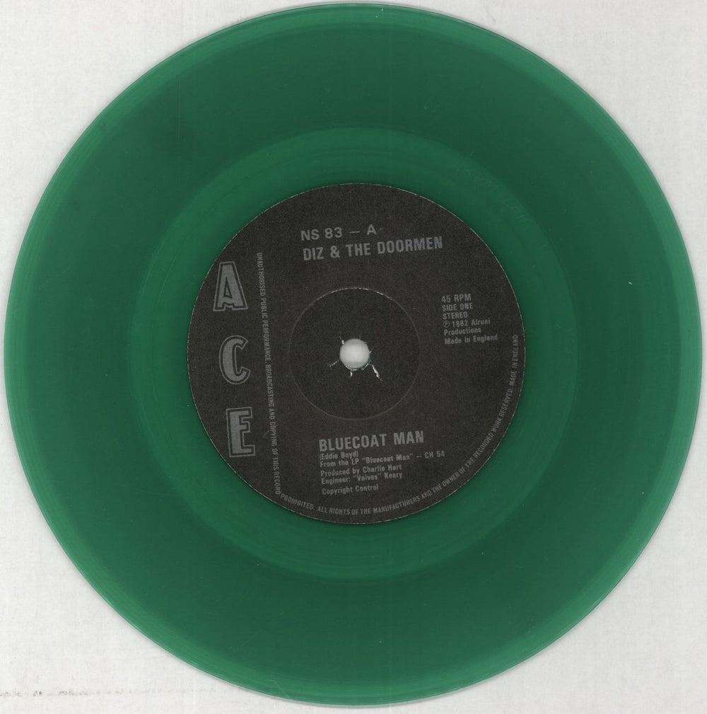 Diz & The Doormen Bluecoat Man - Green Vinyl UK 7" vinyl single (7 inch record / 45) ZI807BL858546