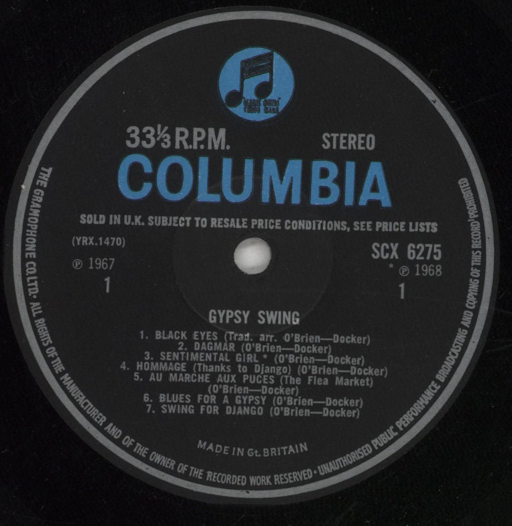 Django Reinhardt Gypsy Swing UK vinyl LP album (LP record) DR1LPGY849369