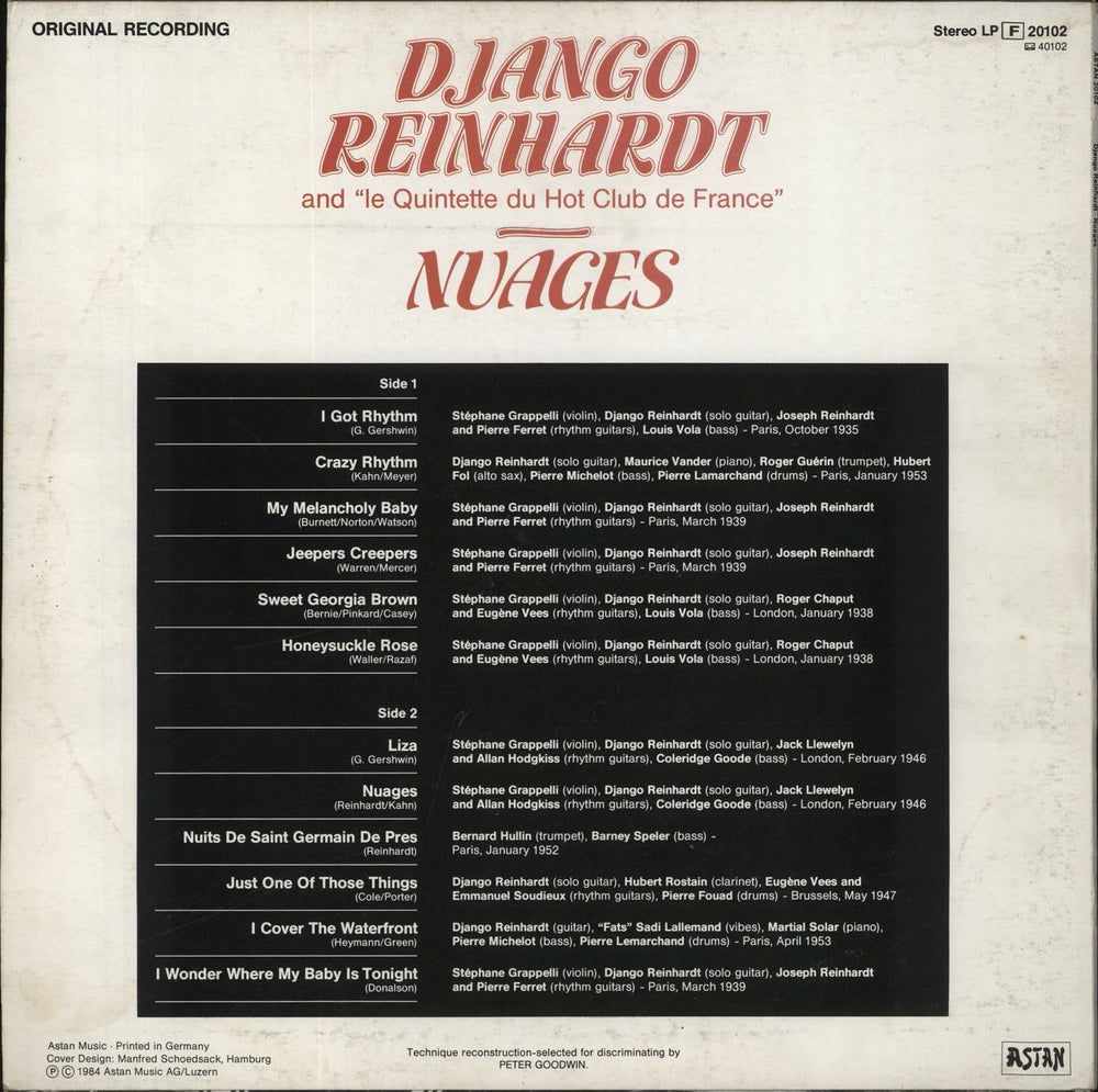 Django Reinhardt Nuages Swiss vinyl LP album (LP record)