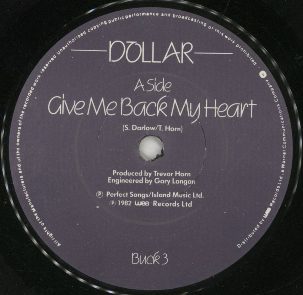 Dollar Give Me Back My Heart UK 7" vinyl single (7 inch record / 45) DLL07GI171925