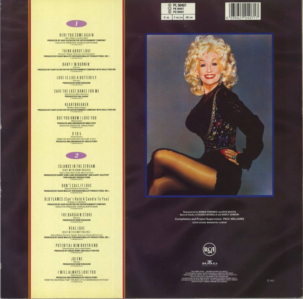 Dolly Parton Greatest Hits German vinyl LP album (LP record) 035629040717