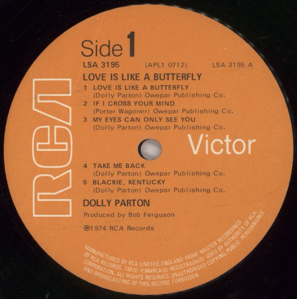 Dolly Parton Love Is Like A Butterfly UK vinyl LP album (LP record) PARLPLO207830