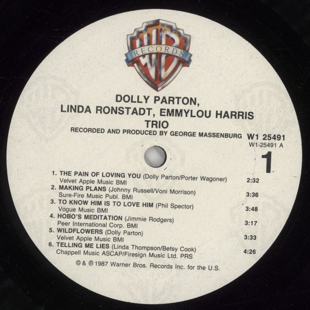 Dolly Parton Trio US vinyl LP album (LP record) PARLPTR860437