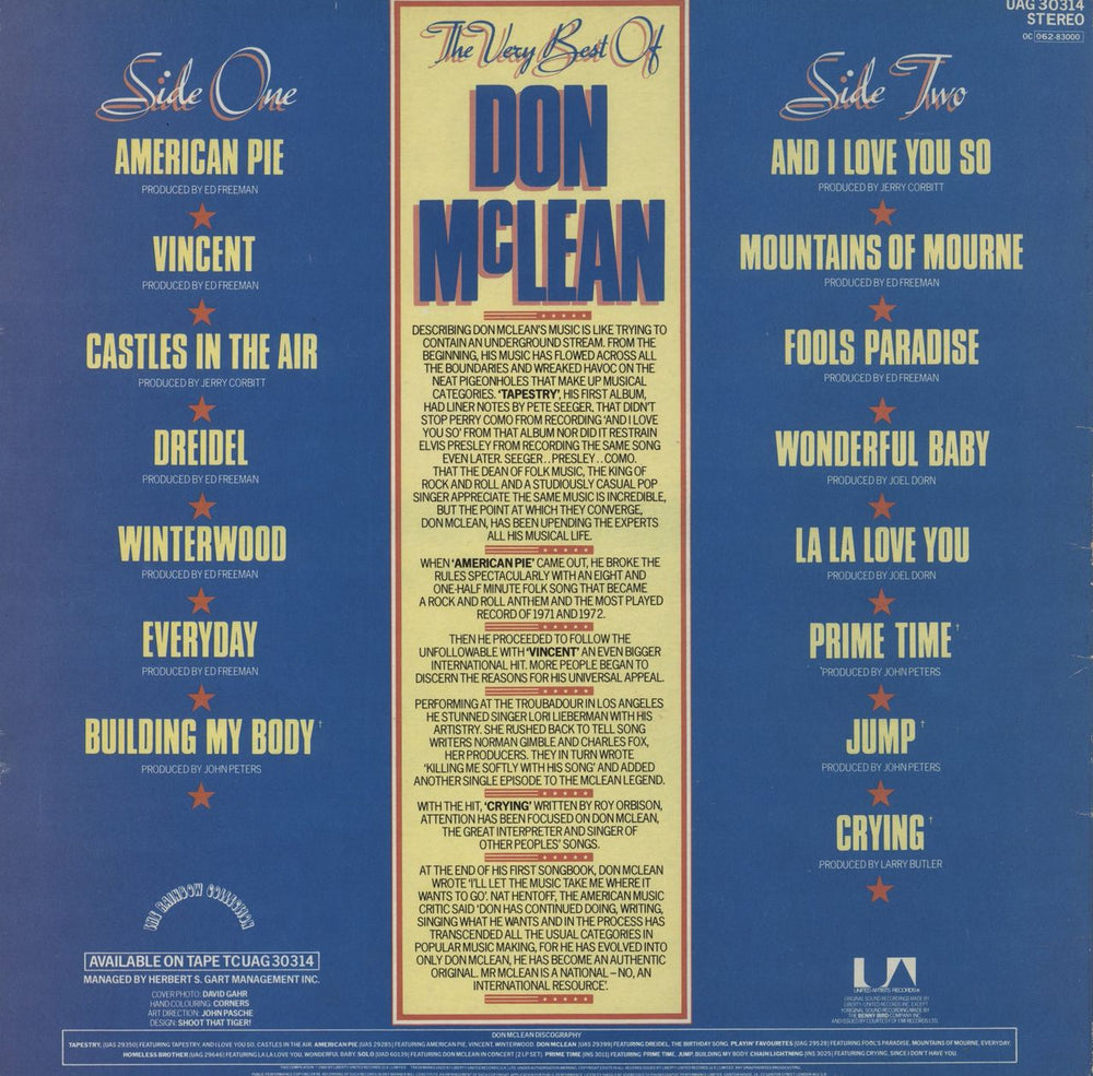 Don McLean The Very Best Of Don McLean UK vinyl LP album (LP record) 5099918300017