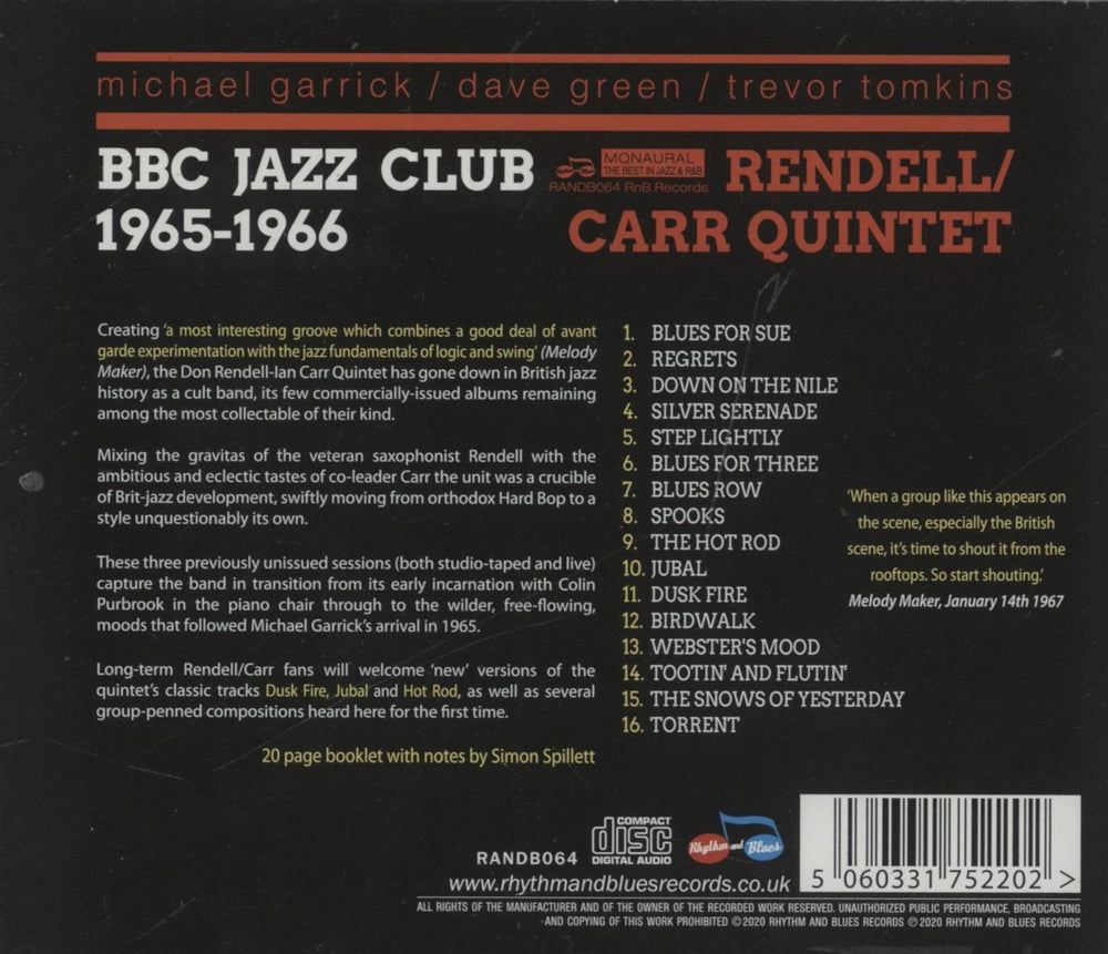 Don Rendell & Ian Carr BBC Jazz Club 1965-1966 UK CD album (CDLP)