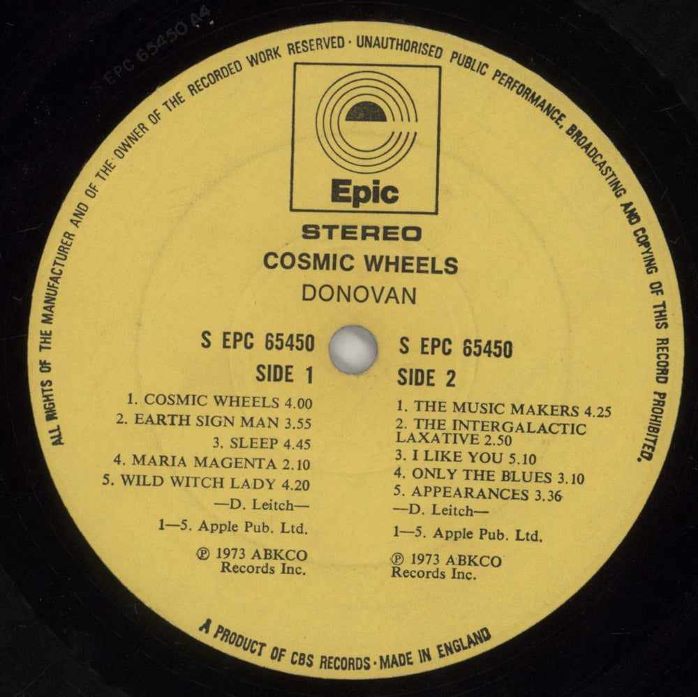 Donovan Cosmic Wheels - Complete - VG UK vinyl LP album (LP record) DOVLPCO704540