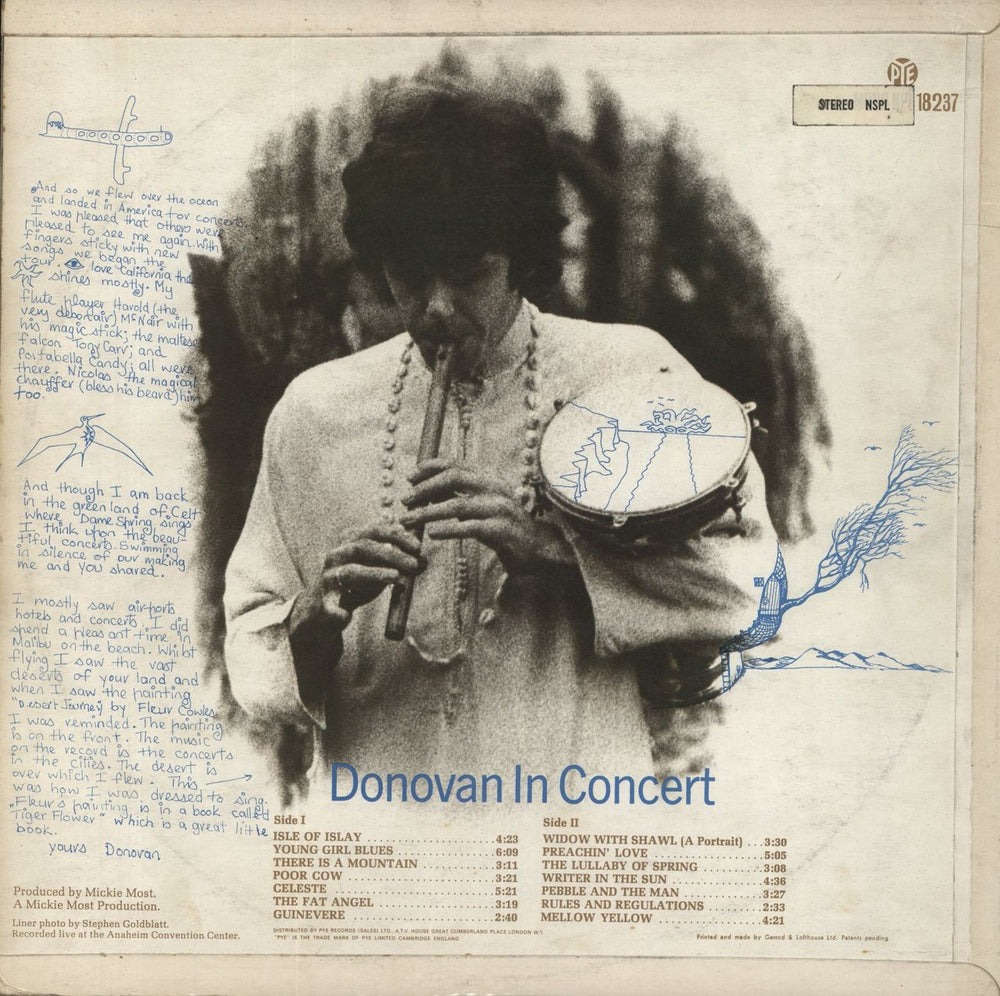 Donovan In Concert- EX UK vinyl LP album (LP record)