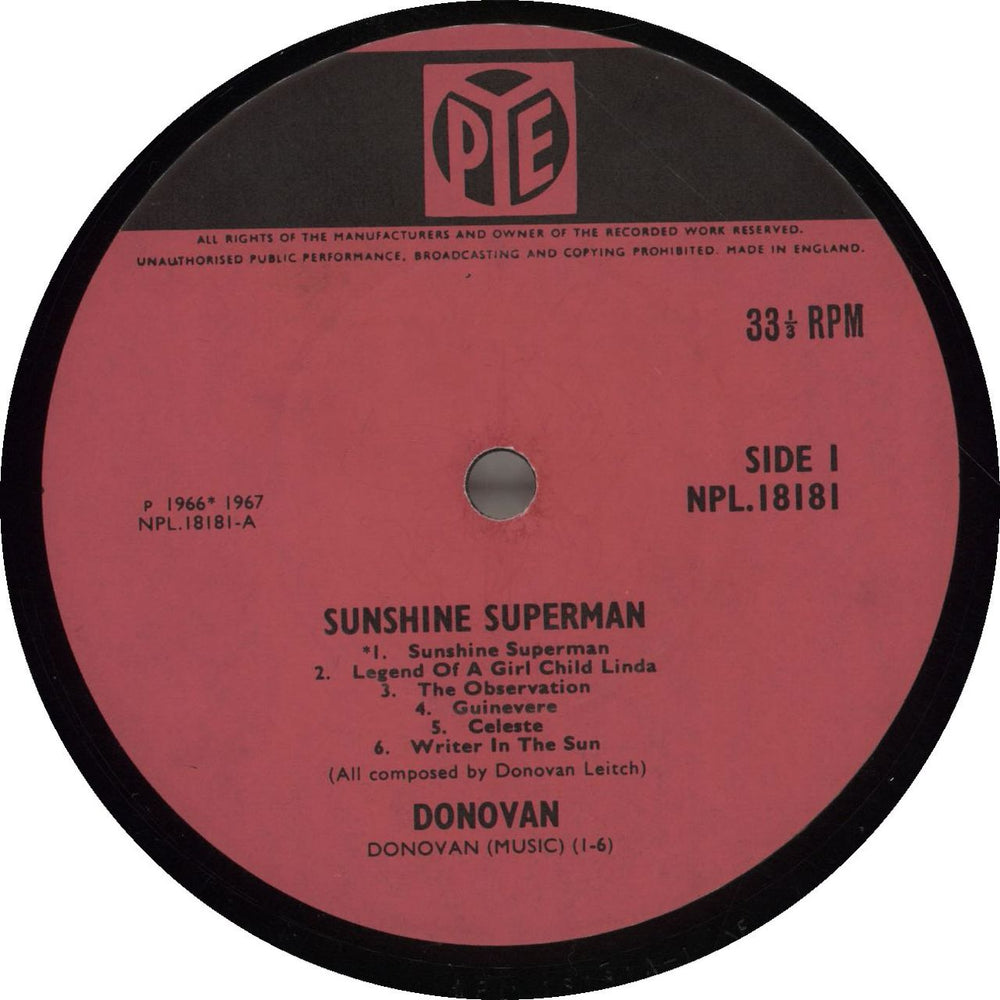 Donovan Sunshine Superman - EX UK vinyl LP album (LP record)