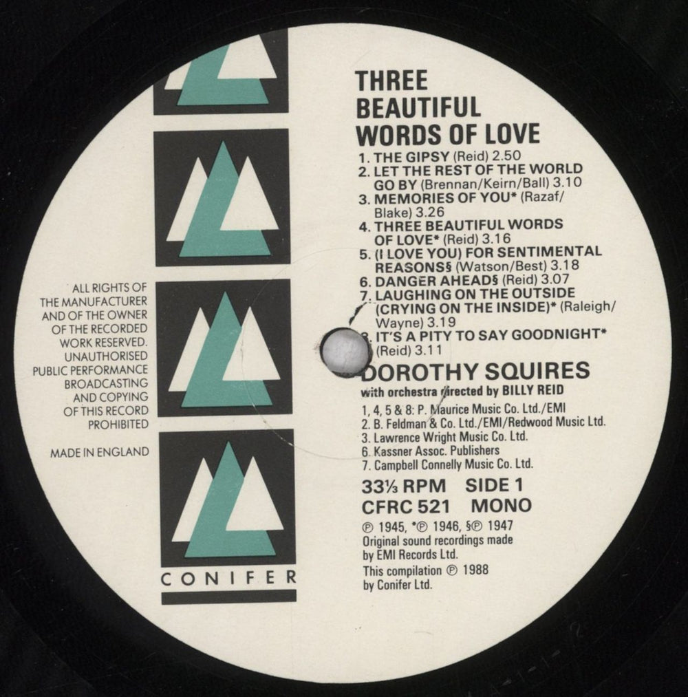 Dorothy Squires Three Beautiful Words Of Love UK vinyl LP album (LP record) DE6LPTH847986