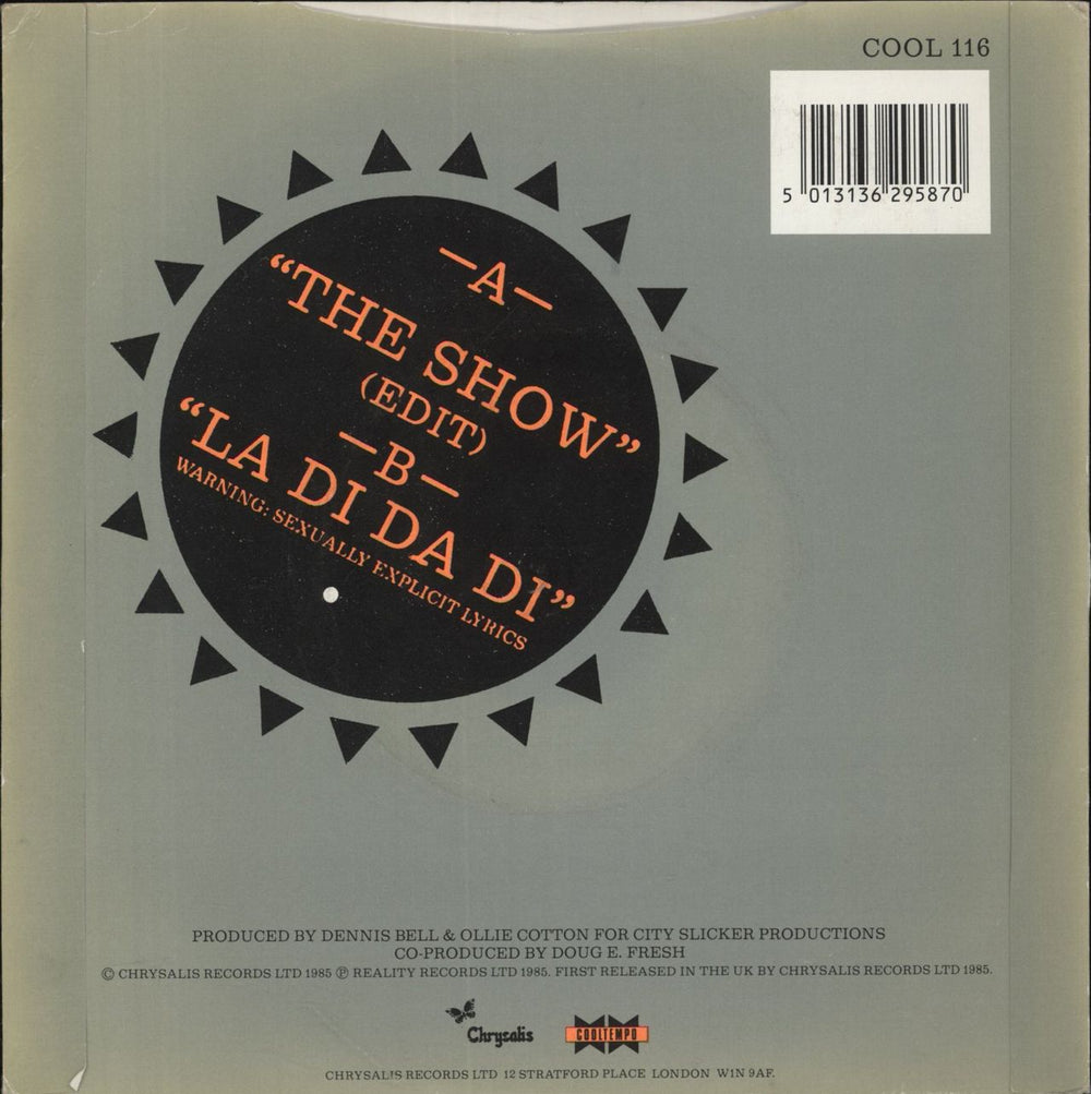 Doug E. Fresh & The Get Fresh Crew The Show UK 7" vinyl single (7 inch record / 45) 5013136295870